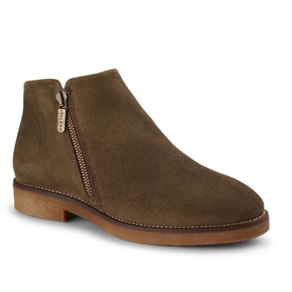 Italeau Waterproof Italian Suede Foliana Booties Moss Green Size 10.5 US | 41 EU